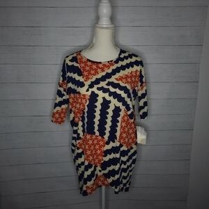 XXS Red, Cream, & Blue Irma Tunic